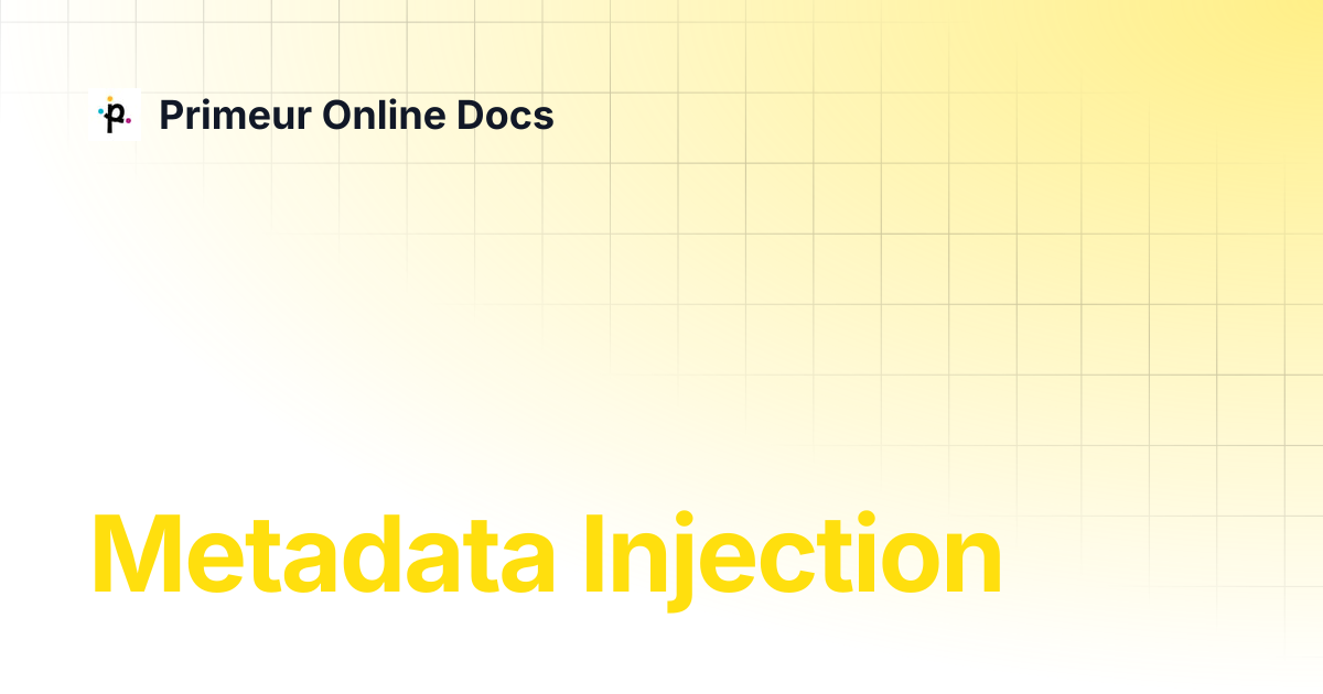 Metadata Injection | Data Shaper 1.20 | Primeur Online Docs
